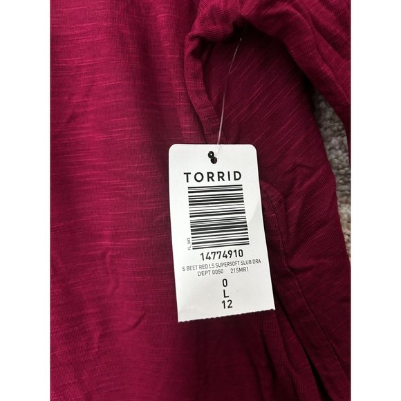 Torrid Super Soft Beet Red Slub Drape Open Cardigan Large (0) - Picture 3 of 7